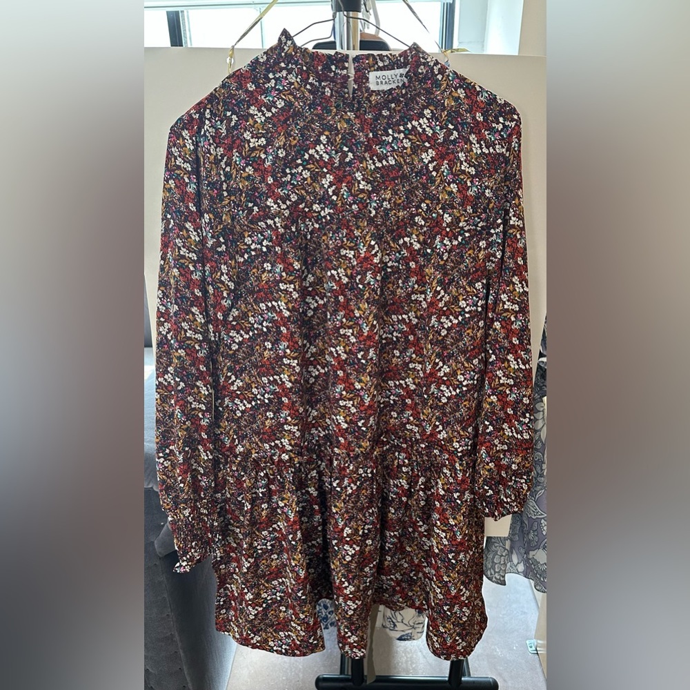 Molly Bracken Multi Floral Always Thankful For Wine Dress